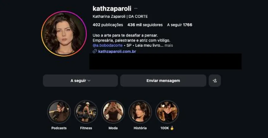 O perfil @kathzaparoli de volta, 14/10/2026