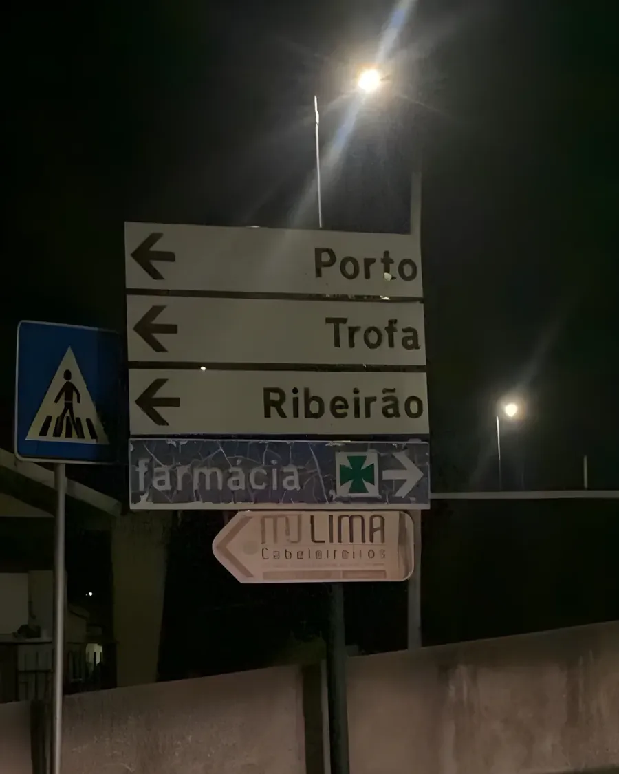 A placa na estrada: Porto, Trofa, Ribeirão