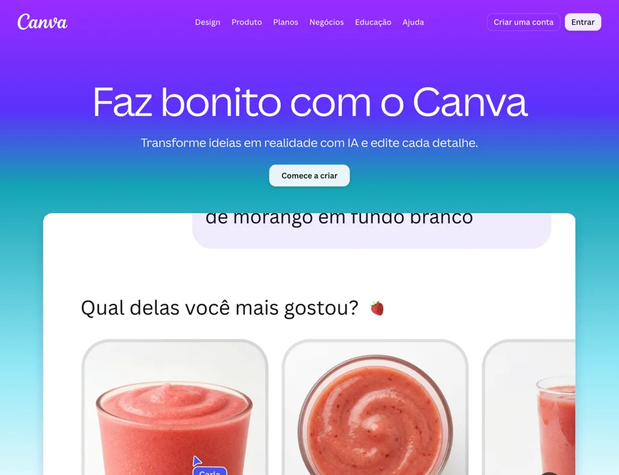 Print do site do Canva, 25/10/2026
