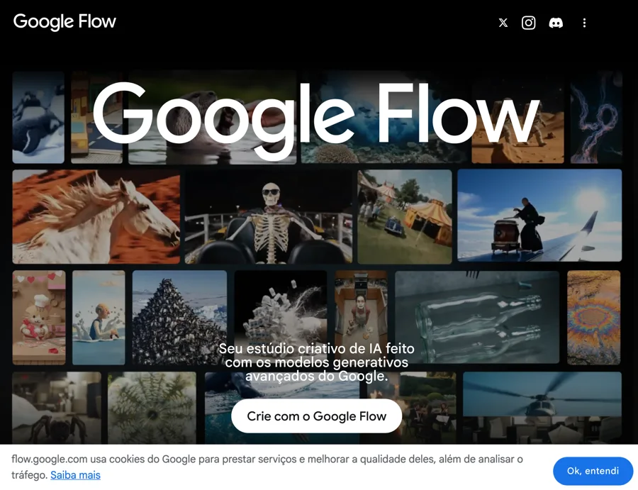 Print do site do Google Flow, 25/10/2026