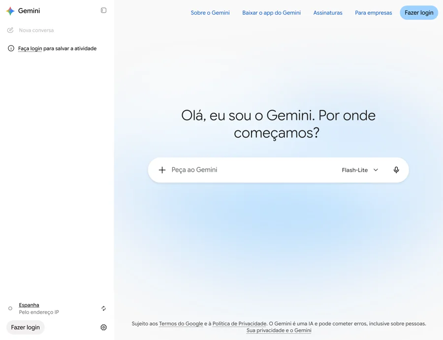 Print do site do Gemini, 25/10/2026