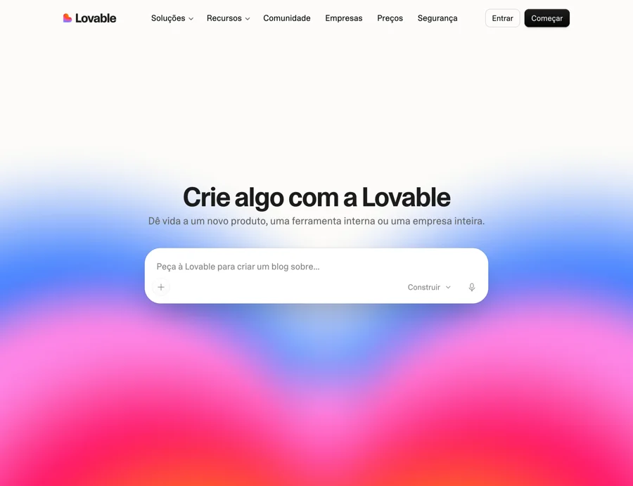 Print do site do Lovable, 25/10/2026