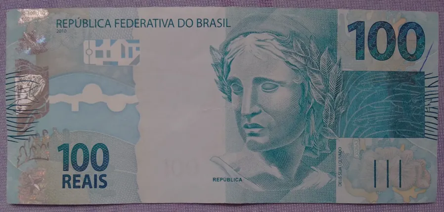 Cédula de 100 reais. Foto: Cerdded41, via Wikimedia Commons, CC BY-SA 4.0