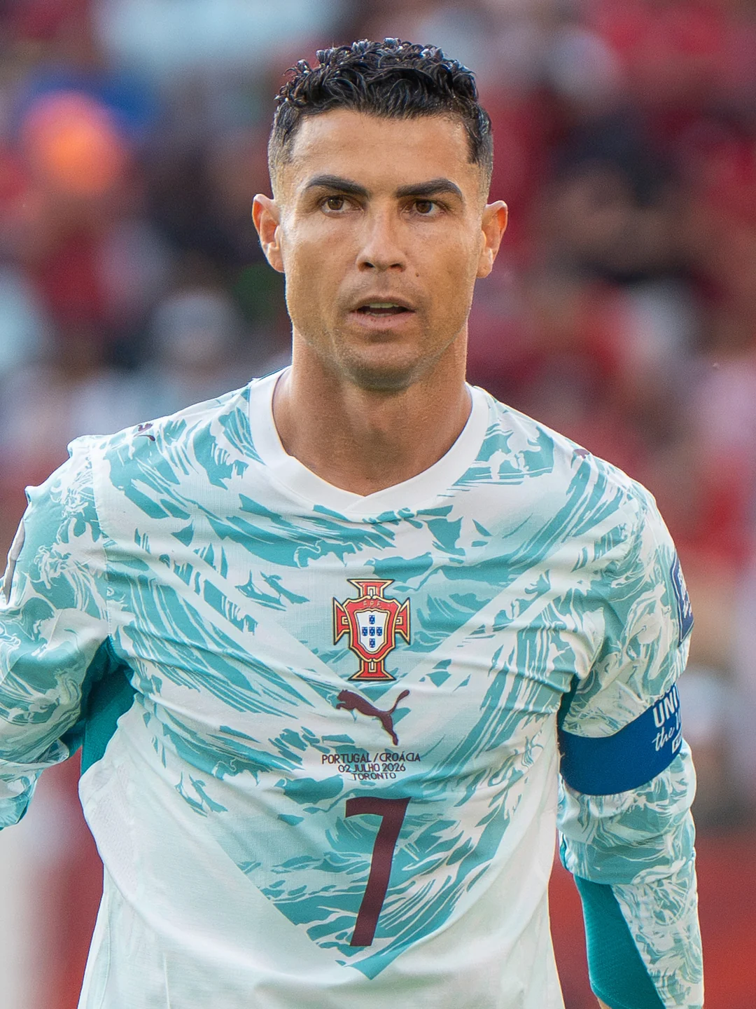 Cristiano Ronaldo com a camisa de Portugal. Bryan Berlin / Wikimedia Commons, CC BY-SA 4.0