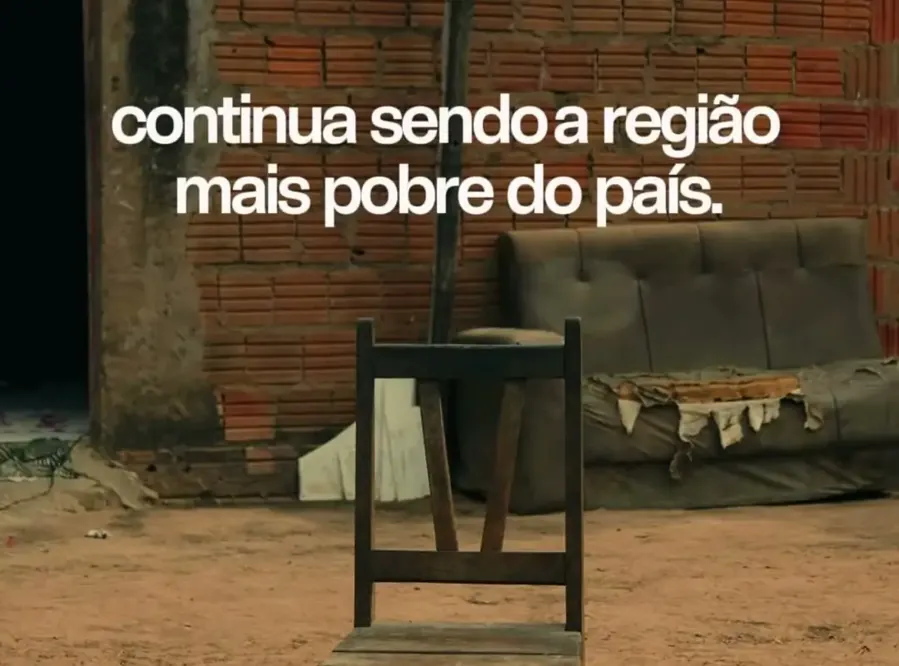 O letreiro do vídeo: continua sendo a região mais pobre do país. Reprodução/Instagram @nikolasferreiradm