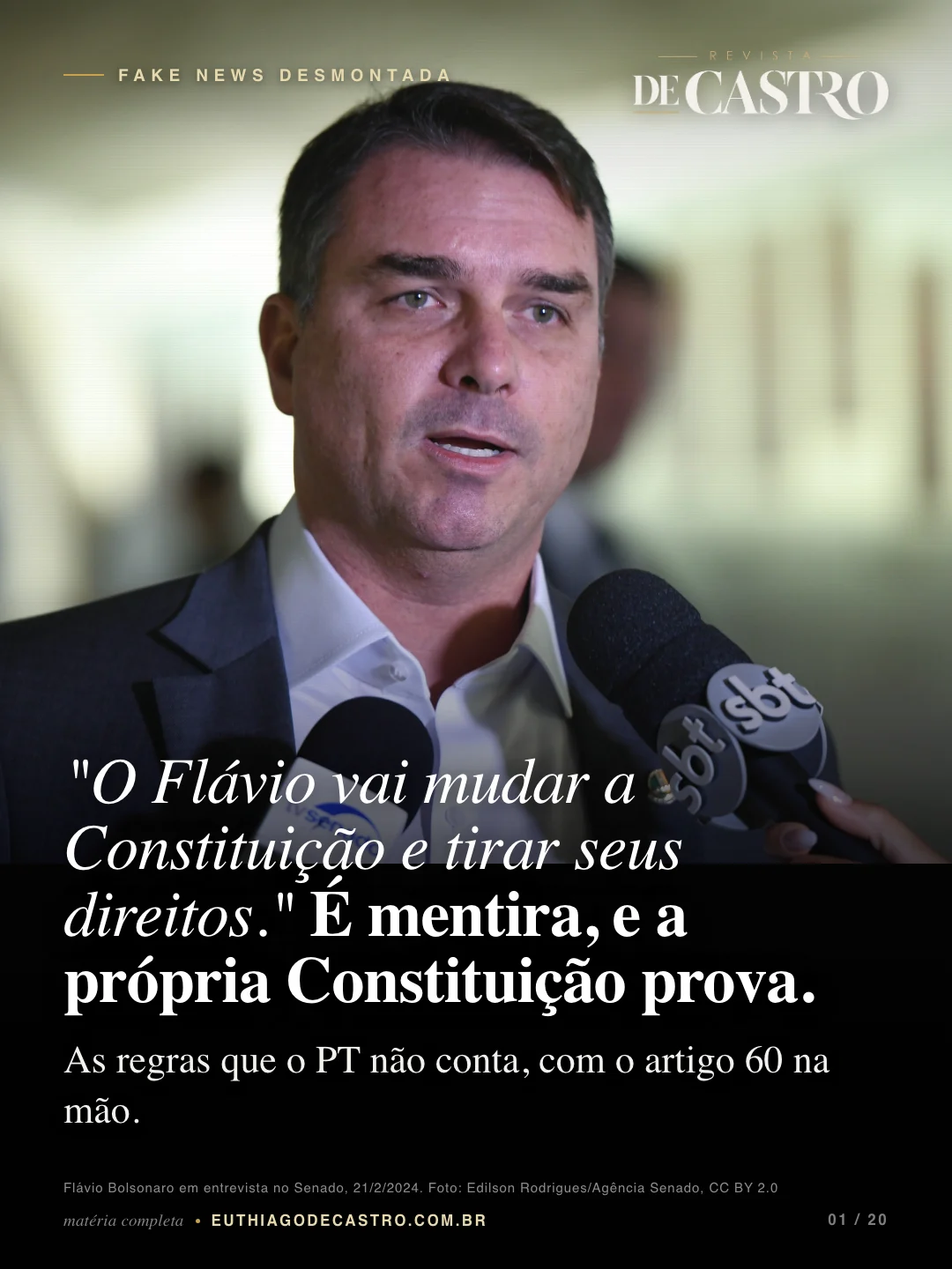 Flávio Bolsonaro em entrevista no Senado, 21 de fevereiro de 2024. Foto: Edilson Rodrigues/Agência Senado, CC BY 2.0