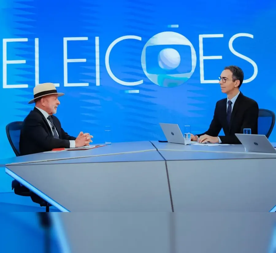 O estúdio da Globo na entrevista de Lula ao Jornal Nacional, 27/8/2026. Foto: Ricardo Stuckert/Lula Oficial, CC BY-SA 4.0