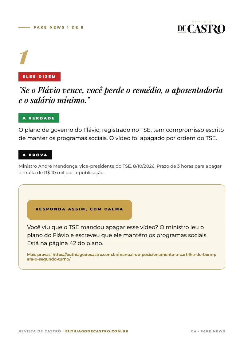 Página de fake news da cartilha do bem