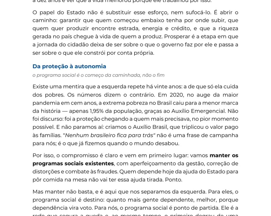 Página 42 do plano de governo de Flávio Bolsonaro, registrado no TSE