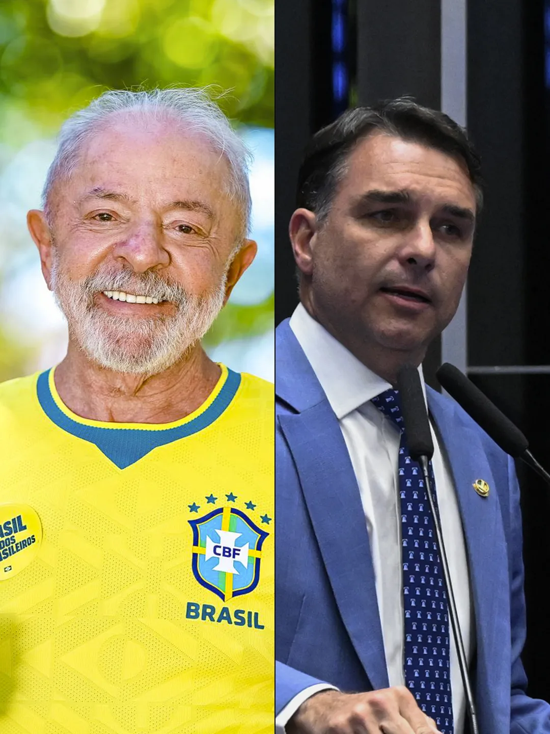 Lula e Flávio Bolsonaro. Fotos: Lula Oficial e Agência Senado, via Wikimedia Commons, CC BY-SA 4.0