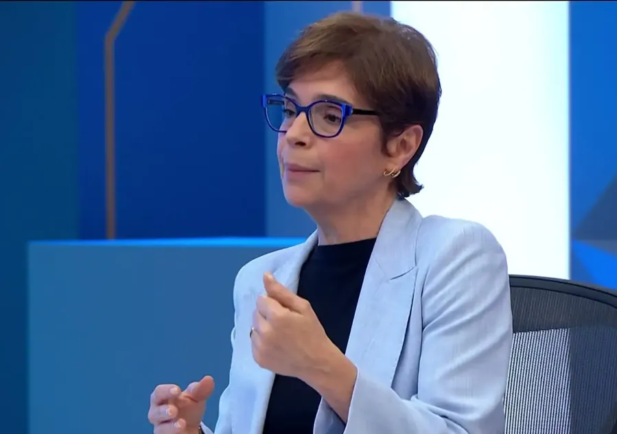 Renata Lo Prete pergunta sobre armas. Reprodução/TV Globo, 16/10/2026