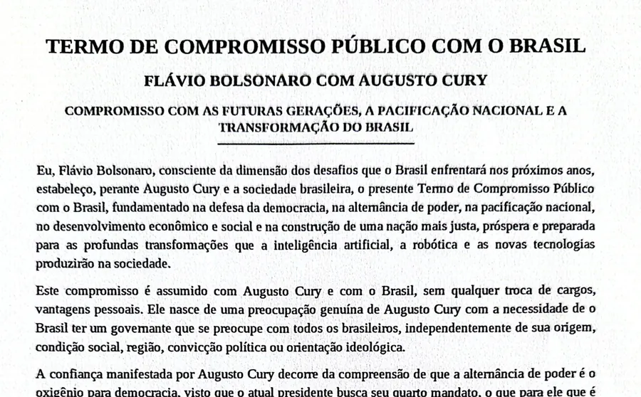 Página 1 do Termo de Compromisso Público com o Brasil. Reprodução