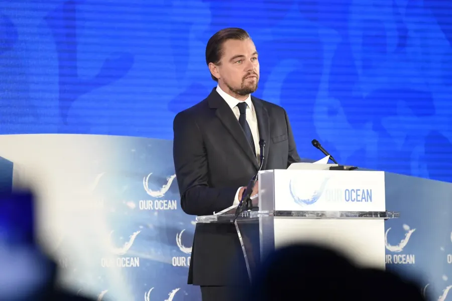 Leonardo DiCaprio na conferência Our Ocean, em Washington, setembro de 2016. A foto não é de Davos