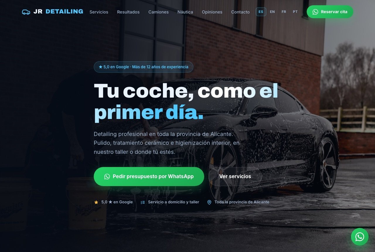 Web de JR Detailing en vivo