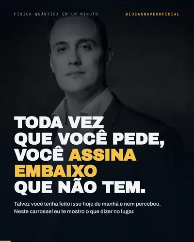 Capa do carrossel de Lucas Naves: Toda vez que você pede, você assina embaixo que não tem